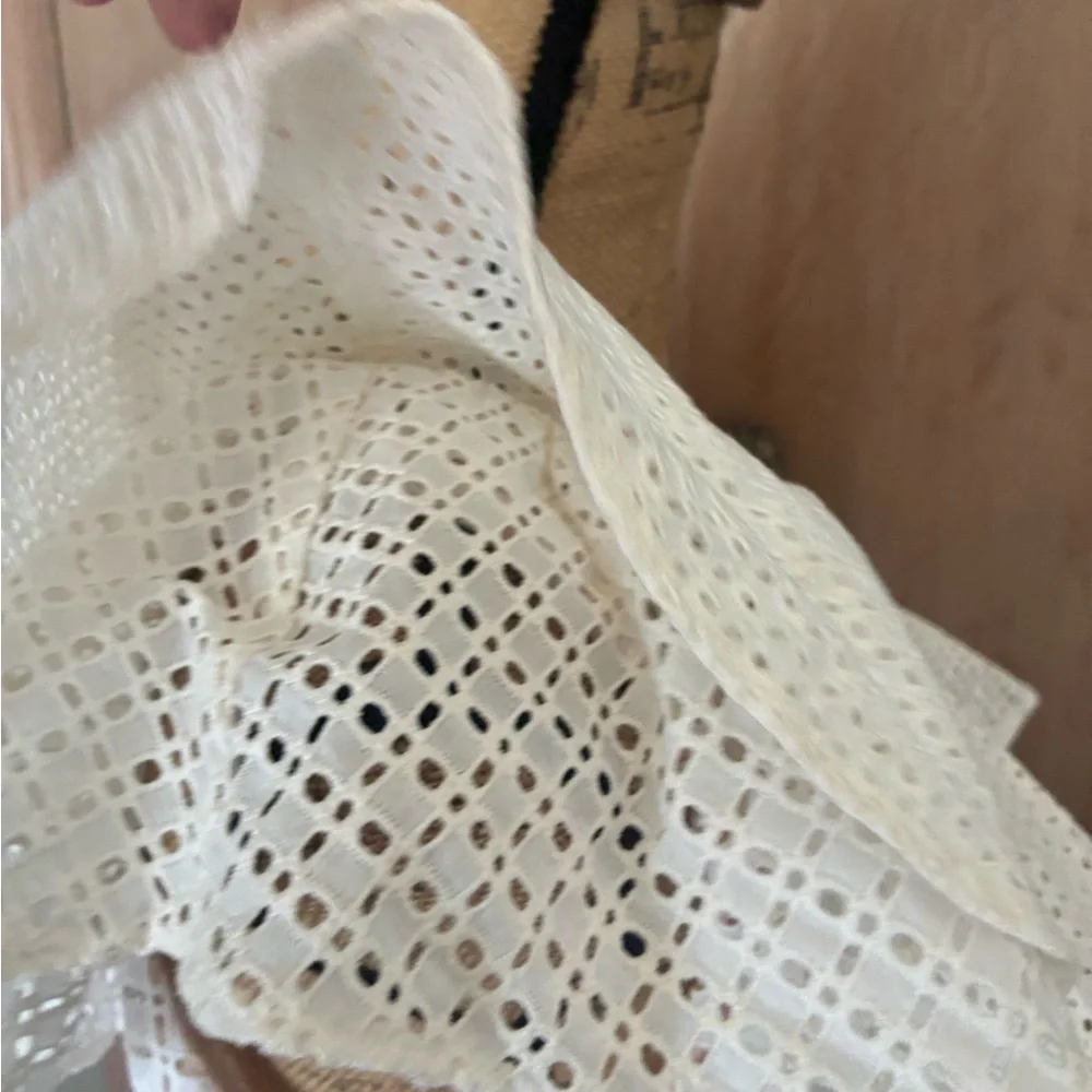 J. Crew Women’s Ruffle One Shoulder Eyelet Lace Top White 4
